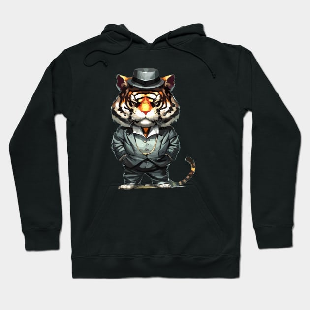 Cute Kawaii gangster  Tiger Hoodie by TomFrontierArt